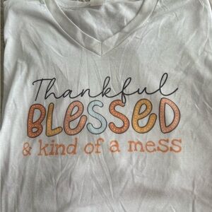 White T-shirt with Thankful Blessed Print